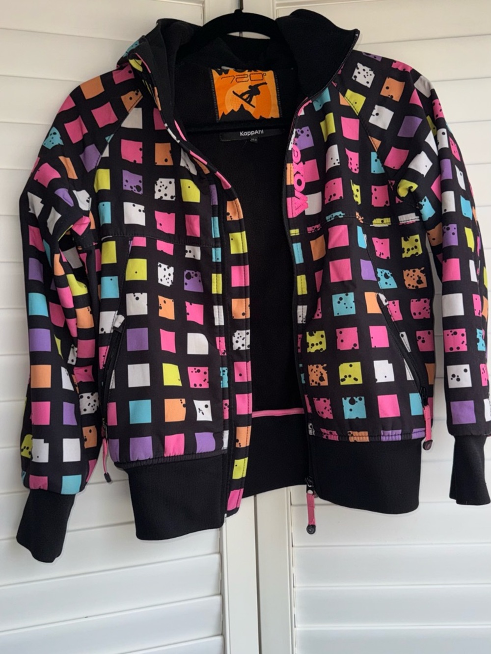 Kappa Kids Multicolor Black Square-Print ski jacket